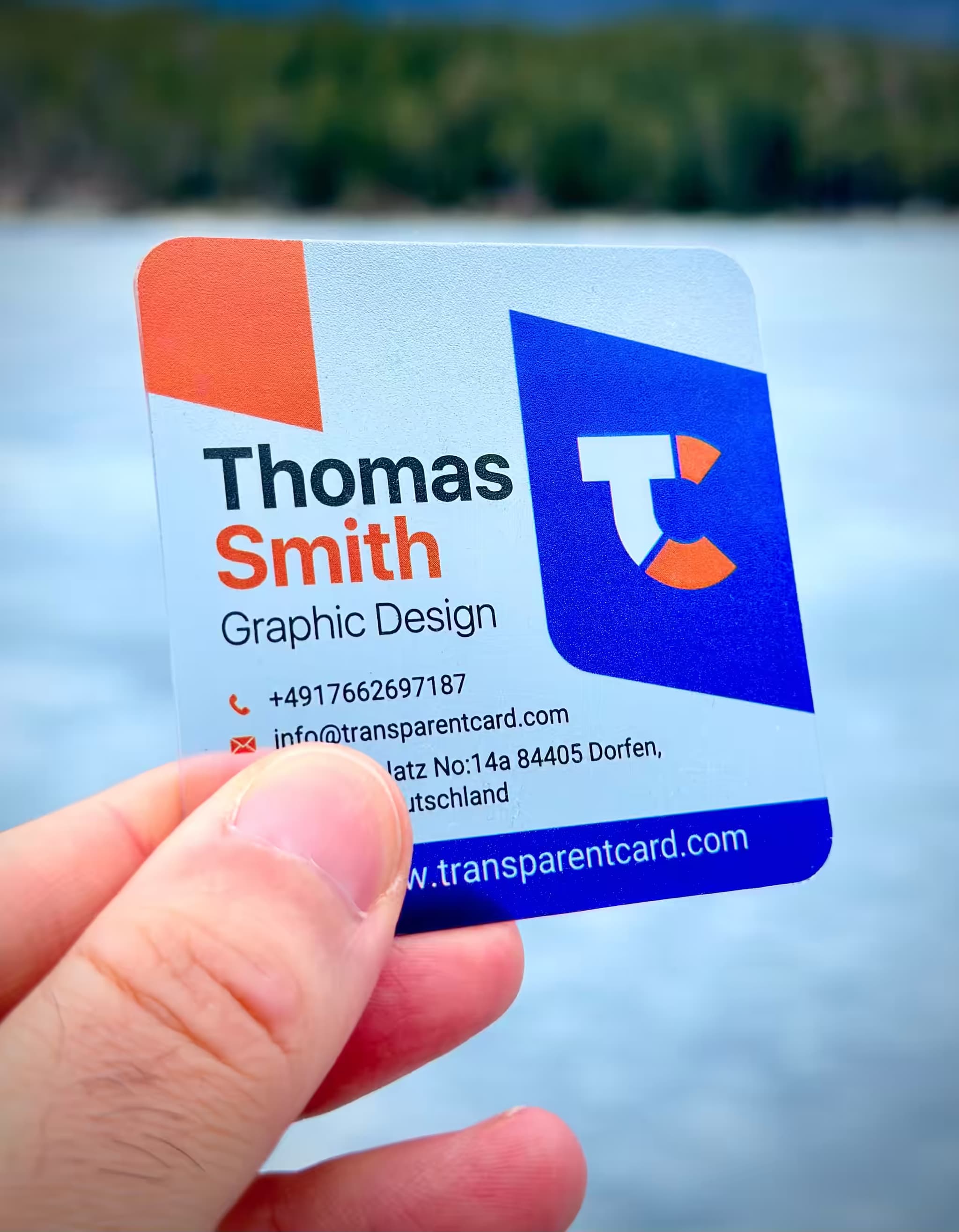Transparent business card middle square image
